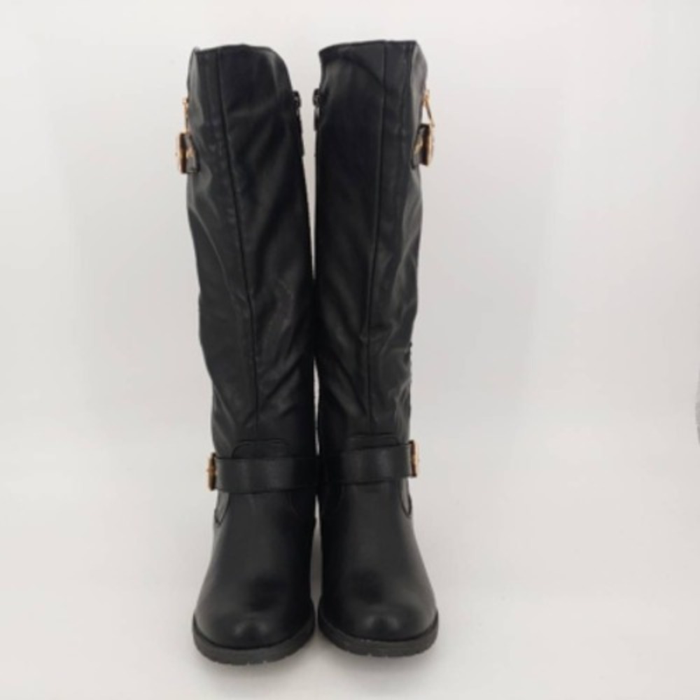 Cambridge Select Shoes Boots Womens Black 6 Fashion Quilted Buckle Zip New